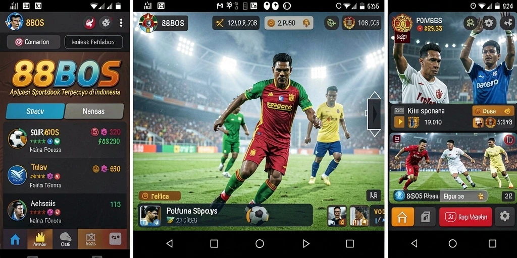 Tampilan layar utama aplikasi 88BOS dengan berbagai pilihan olahraga.