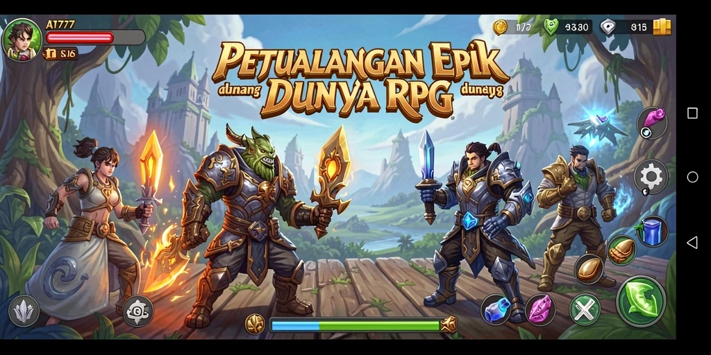 Tangkapan layar menampilkan pertempuran seru dalam dunia RPG AT777.