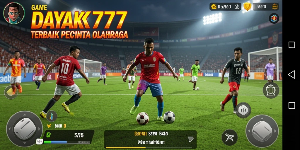 Tampilan gameplay DAYAK777 dengan aksi sepak bola yang seru.