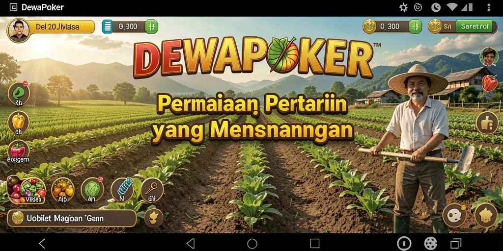 Screenshot utama DEWAPOKER menampilkan suasana pertanian yang cerah dan menawan.