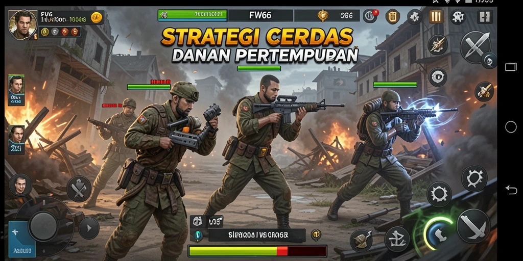 Screenshot gameplay FW66 yang menampilkan taktik pertempuran yang mendebarkan.