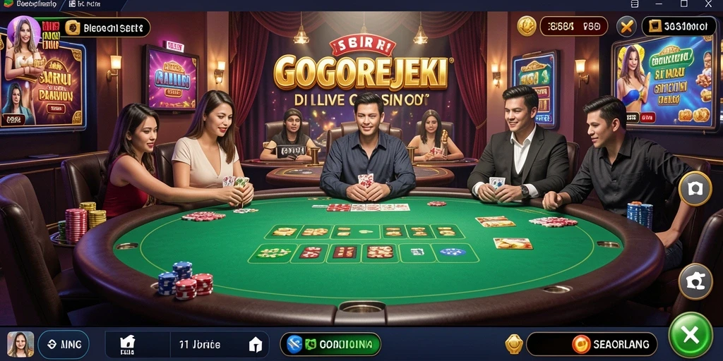 Screenshot GOGOREJEKI menampilkan dealer langsung di meja permainan.