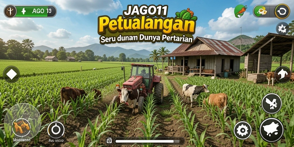 Tampilan gameplay <strong>JAGO11</strong> yang seru saat merawat pertanian.