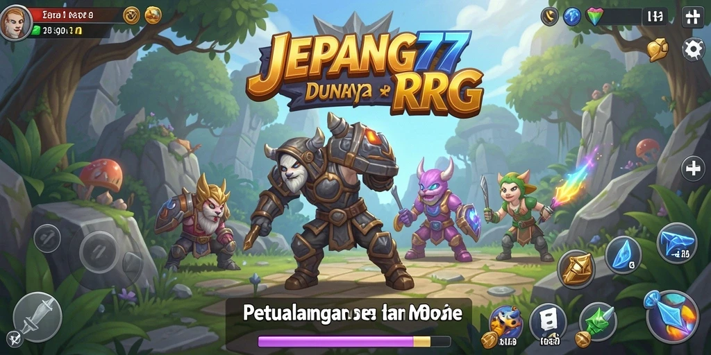 Tampilan gameplay RPG yang menakjubkan dalam JEPANG77.