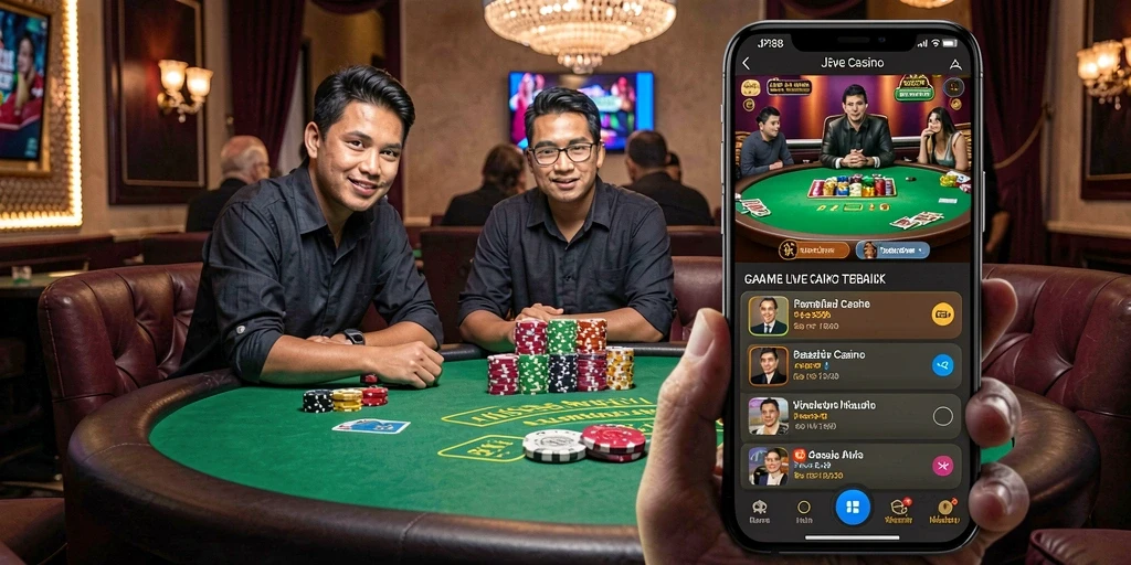 Screenshot gameplay JPS88 menampilkan dealer langsung dan suasana kasino yang nyata.