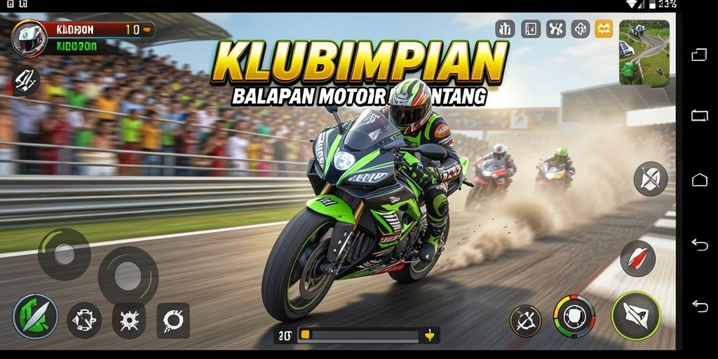 Tampilan gameplay seru di lintasan balap KLUBIMPIAN.