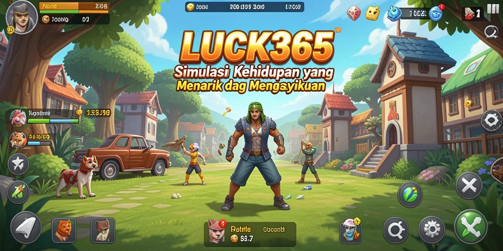 Screenshot utama LUCK365 menampilkan gameplay simulasi kehidupan yang seru.