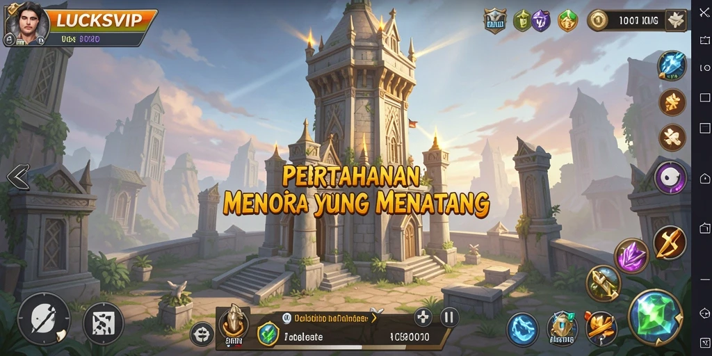 Gameplay menawan dari LUCKSVIP dalam misi Tower Defense.