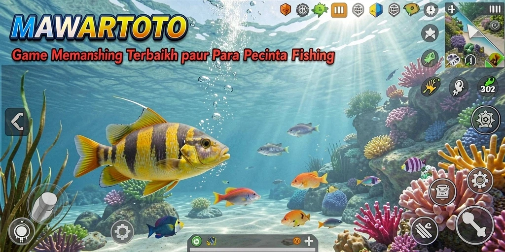 Tampilan gameplay seru di MAWARTOTO dengan berbagai jenis ikan.
