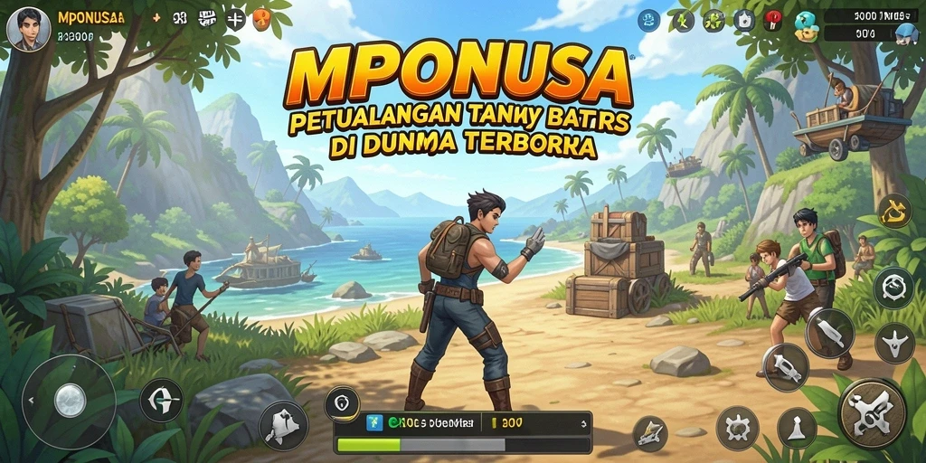 Tampilan gameplay dinamis MPONUSA dalam dunia Open World yang luas.