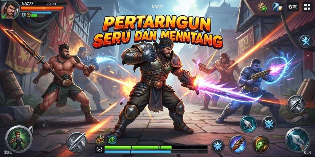 Tampilan gameplay menegangkan dan penuh aksi dalam NA777.