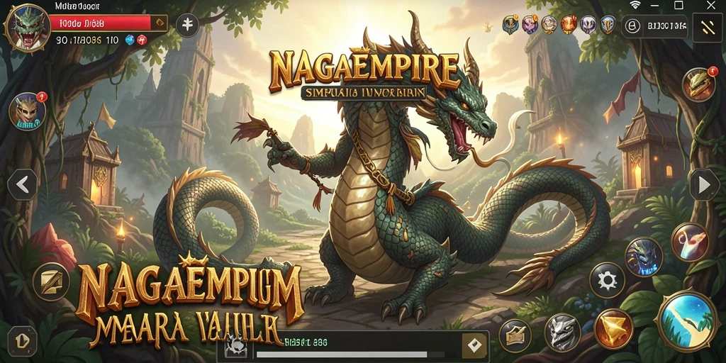 Screenshot gameplay NAGAEMPIRE menampilkan keceriaan pengelolaan naga.