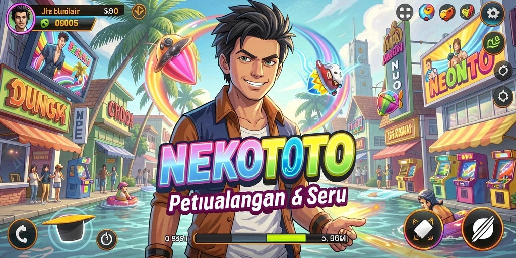 Tampilan menarik dari gameplay NEKOTOTO yang penuh warna dan dinamis.