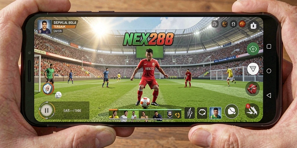 Tampilan gameplay NEX288 yang menegangkan dalam aksi pertandingan sepak bola.