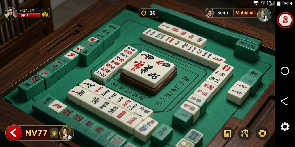 Tampilan gameplay menawan dari NV77 dengan elemen Mahjong yang klasik.