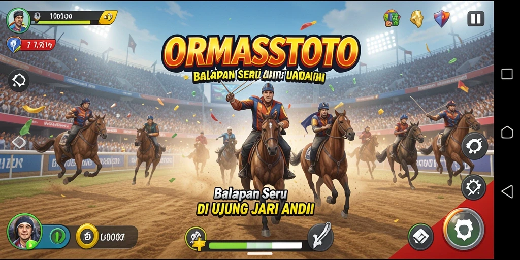 Screenshot gameplay ORMASSTOTO menampilkan balapan yang seru dan menegangkan.