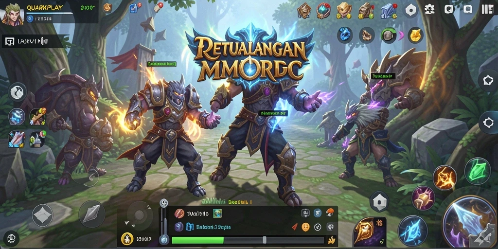 Screenshot menampilkan aksi seru dalam gameplay MMORPG QUARKPLAY.