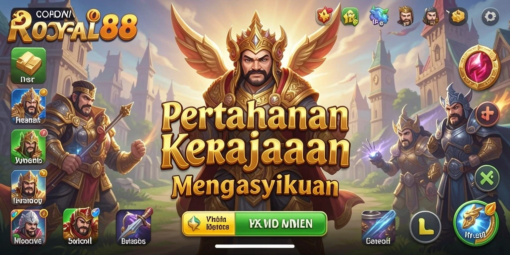 Screenshot gameplay ROYAL88 menampilkan menara beraksi melawan gelombang musuh.