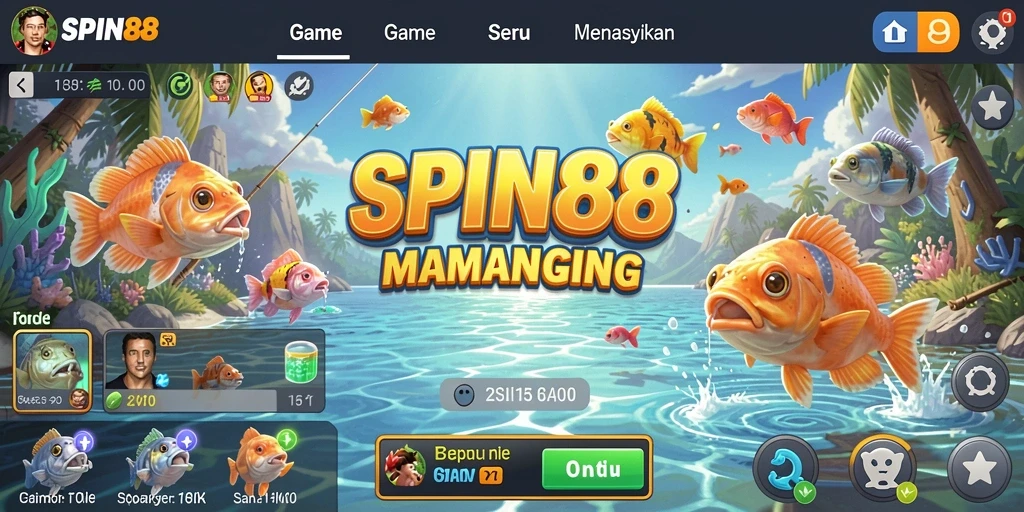 Tampilan gameplay SPIN88 yang menampilkan momen memancing yang mendebarkan.