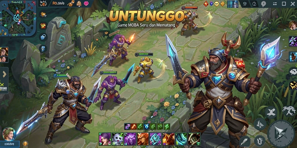 Tampilan seru di gameplay UNTUNGGO saat pertempuran berlangsung.