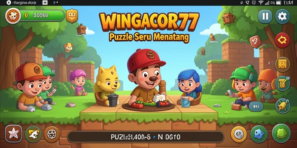 Screenshot gameplay WINGACOR77 menunjukkan puzzle yang penuh warna dan tantangan.
