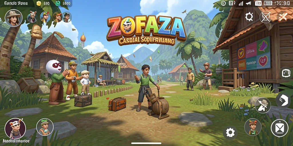 Tangkapan layar gameplay ZOFAZA yang penuh warna dan seru.